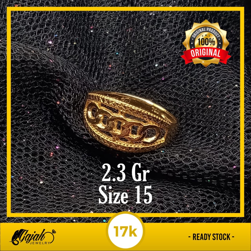 Jual Cincin Emas 17K - 2.3 Gr Kadar 750 - 4436 | Shopee Indonesia