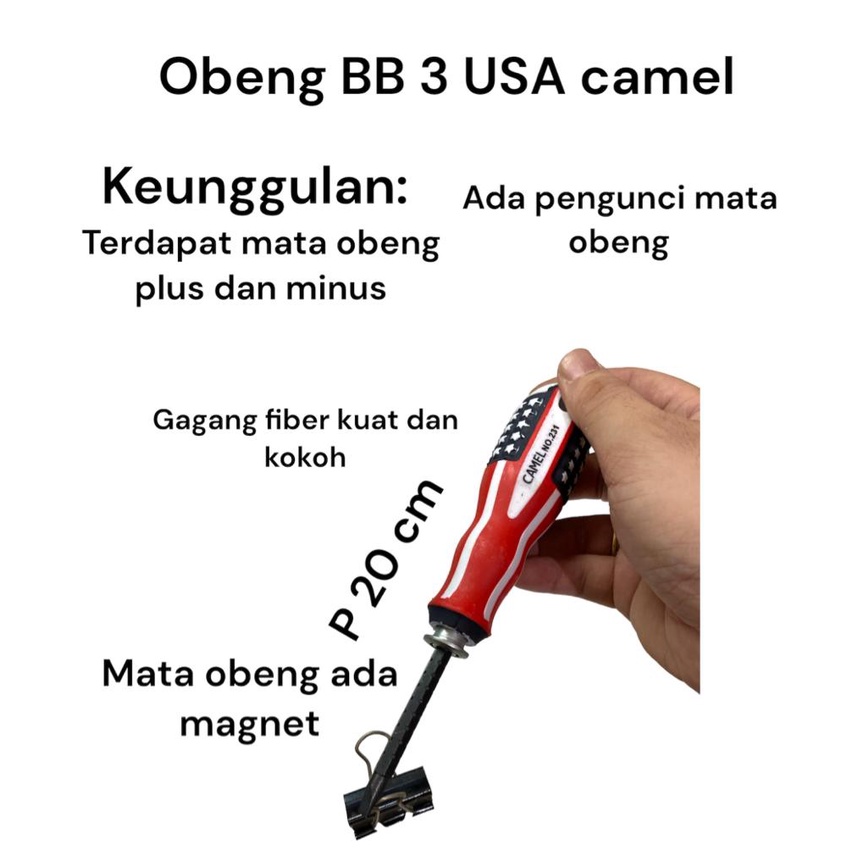 Jual Obeng Bolak Balik Plus Minus + BB Flexibel USA Camel