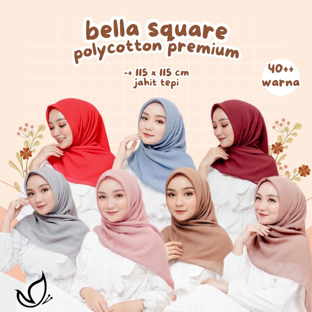 Jual Part 1 Bella Square Premium Jahit Tepi Jilbab Hijab Segi Empat Bela Square Polycotton 5061