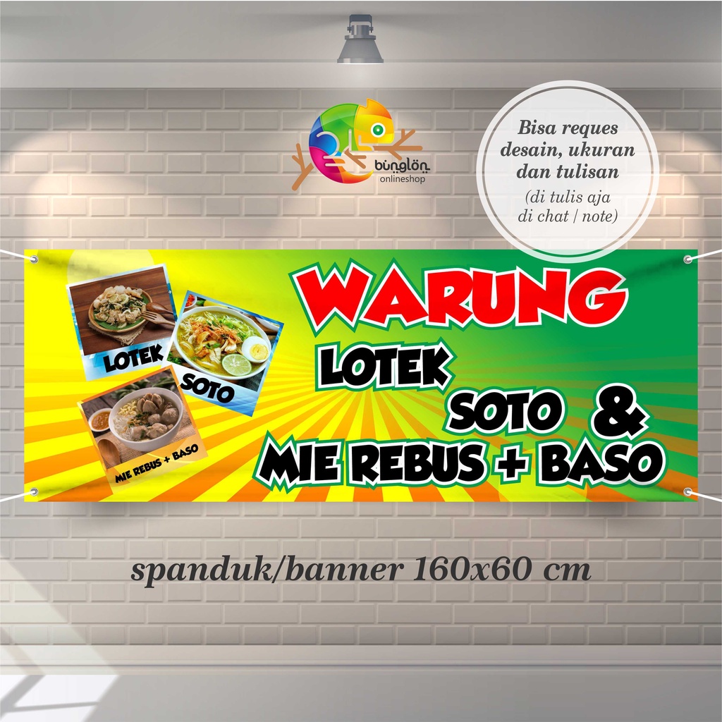 Jual Spanduk Banner Warung Lotek Soto Mie Rebus Baso Dll Shopee Indonesia