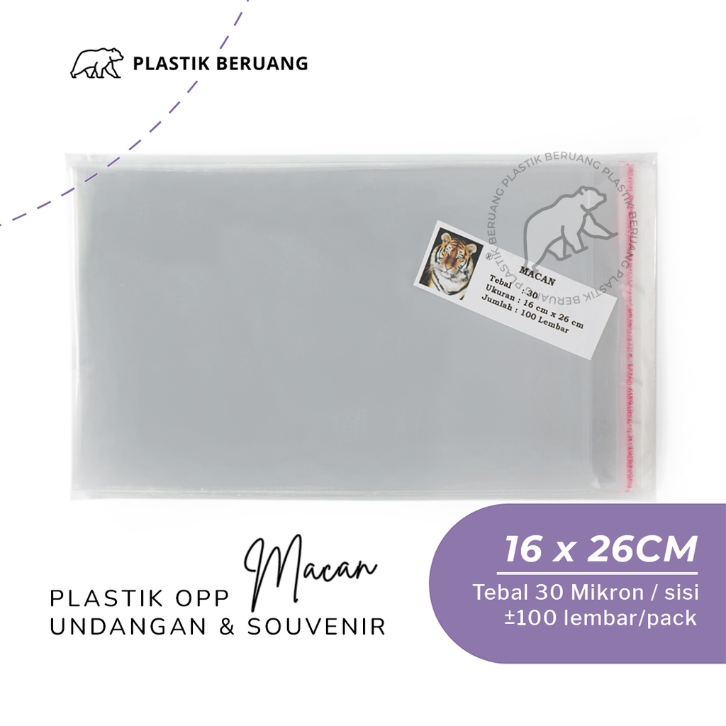 Jual Plastik OPP Macan 16x26 Tebal 30 Micron Lem Plastik Kemasan Hijab ...