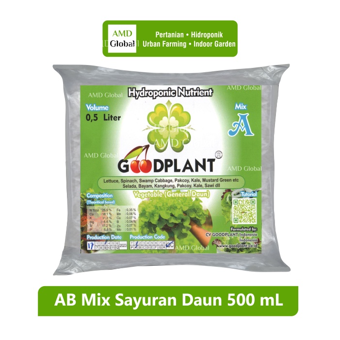 Jual Ab Mix Nutrisi Hidroponik Sayur Sayuran Daun Goodplant 500 Ml