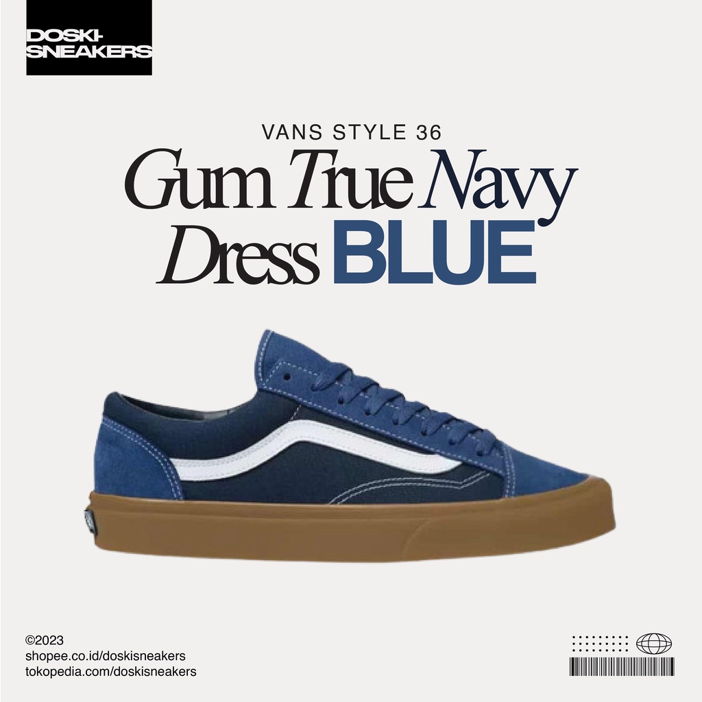 Vans Style 36 Gum True Navy Dress Blue 100% Original BNIB Sneakers Casual  Pria Wanita Sepatu Ori Murah Sepatu Vans Sepatu Import Original Sepatu Peria