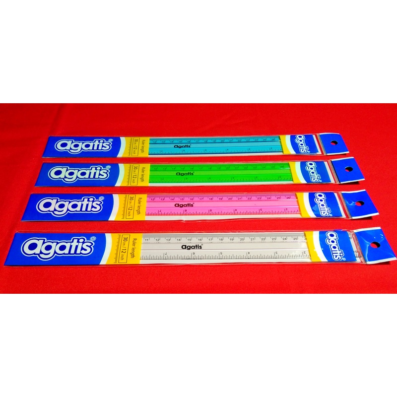 Jual Agatis Penggaris Plastik 30 cm PS Transparant / Colour ( 1 Pcs ...