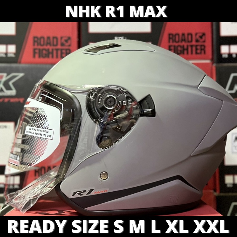 Jual Helm NHK R1 MAX Solid Dim Grey Doff Double Visor Half Face - Helem ...