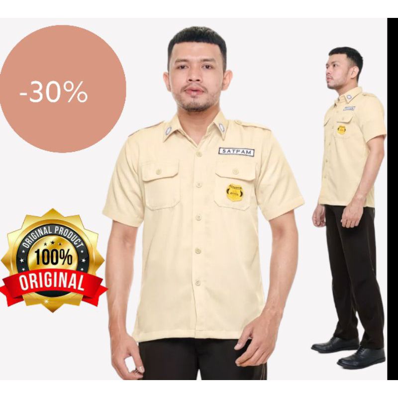 Jual BAJU SERAGAM SATPAM SECURITY TERBARU KEMEJA ATASAN PDH WARNA CREAM