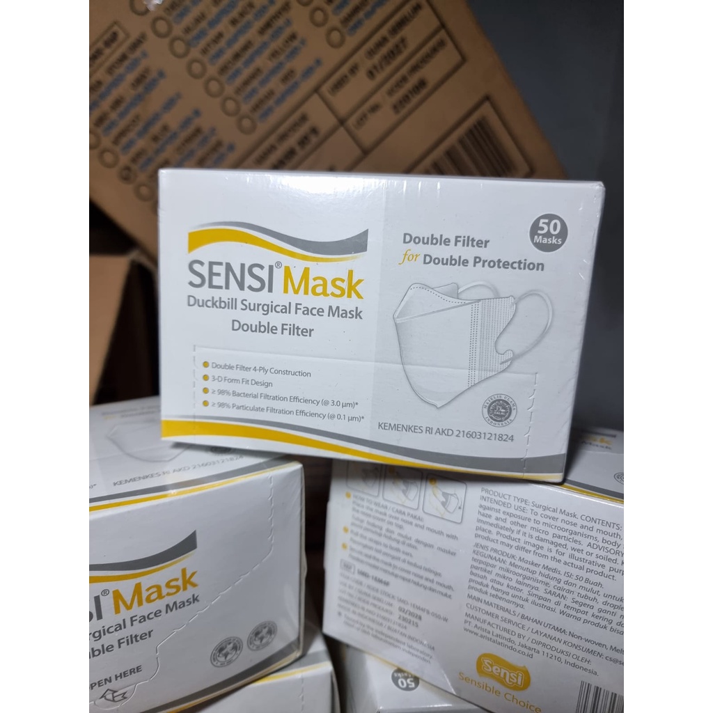 Jual Masker Sensi Duckbill isi 50 Face Mask 4 Ply Original | Shopee