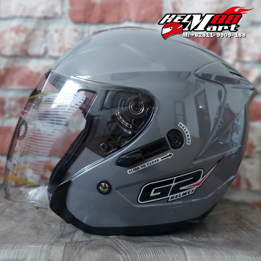 Jual G2 Optimax Solid Double Visor Kacamata Helm Halfface Helm G2 Helm