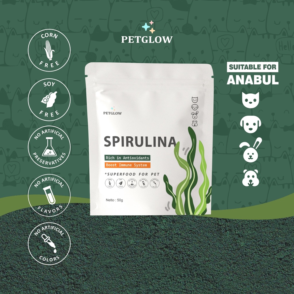 Jual Petglow Superfood Spirulina Powder For Pet Vitamin Kucing Bulu ...