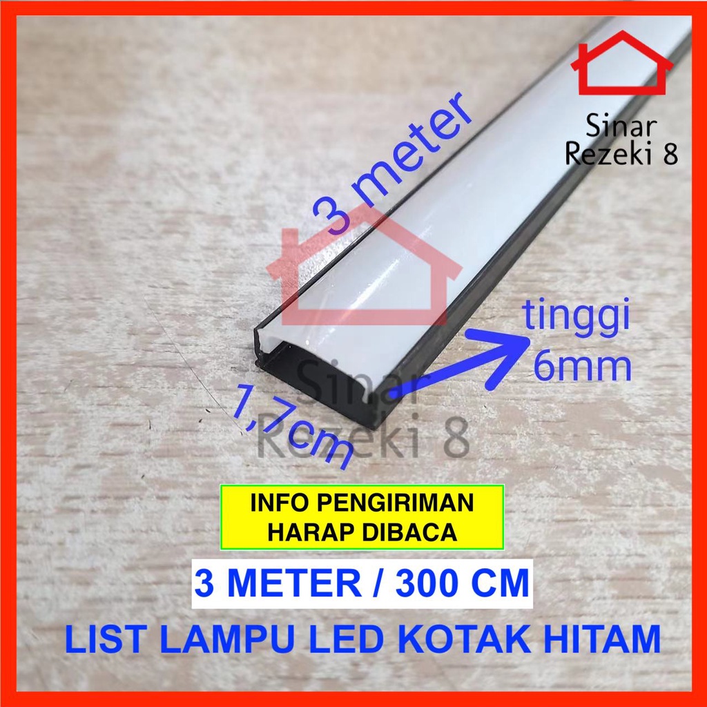 Jual List Lampu LED Strip HITAM 3 METER / List Rel Lampu Rumah Cover