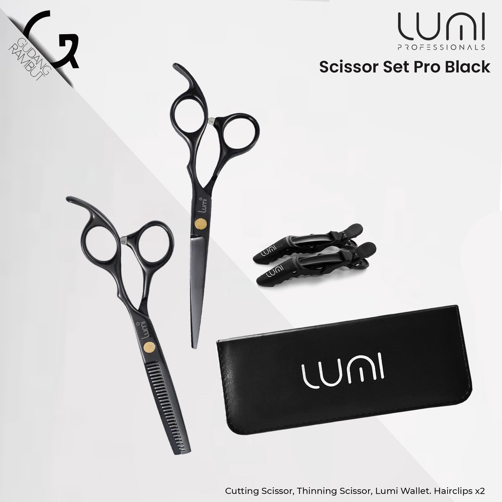 Jual Lumi Pro Black Scissors Cutting 6 Inch Set Alat Gunting Cukur ...