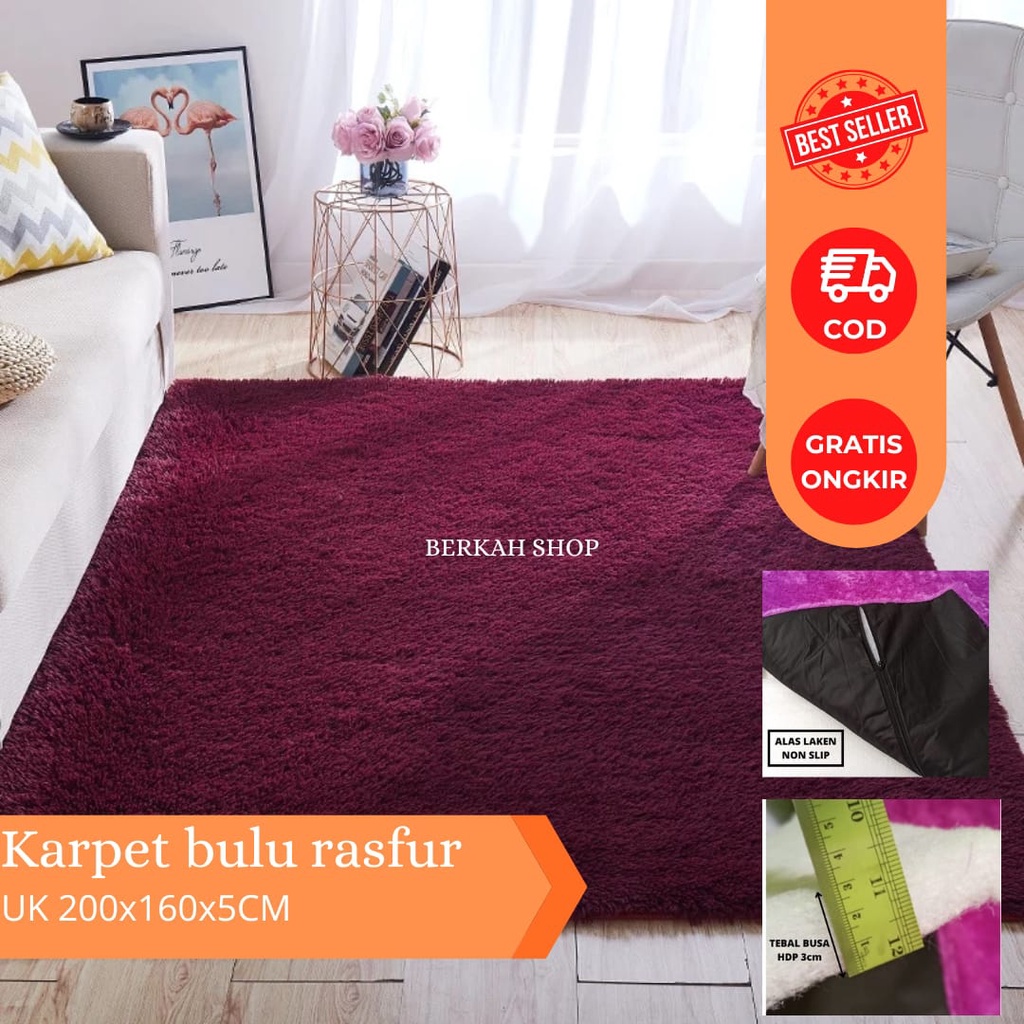 Jual Kasur bulu rasfur ukuran 200x160x3cm karpet lantai lembut premium ...
