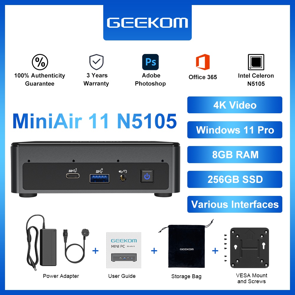 Jual Geekom Miniair Mini Pc Intel Mini Pc Windows Pro With Th Gen N Up To Ghz