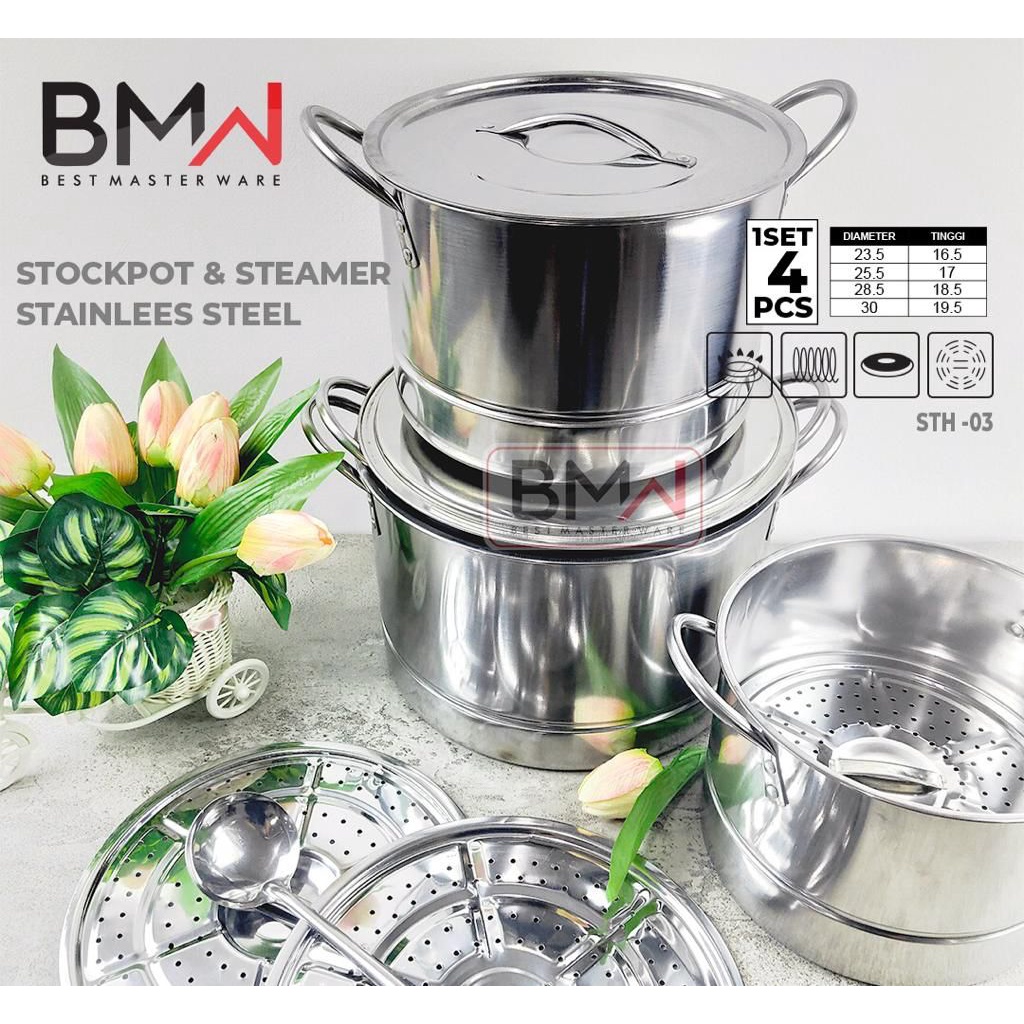 Jual KHStock Pot Steamer 4 Set / Panci Kukus 4 Set / Panci Dandang