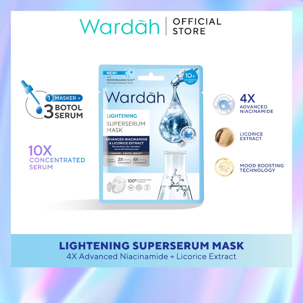 Wardah Lightening Paket Lengkap - Bright & Protect (Serum Ampoule, Night Cream, Face Toner, Day Cream, Facial Wash, Sheet Mask, Micellar Water)