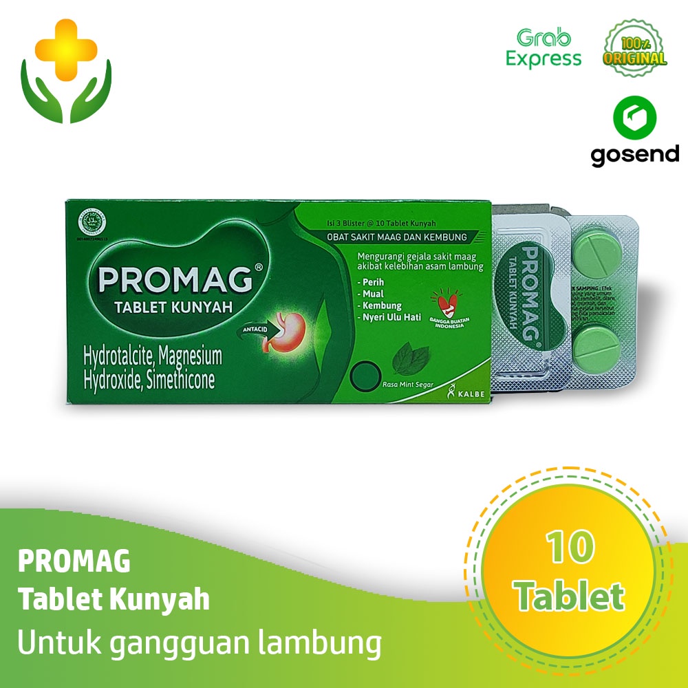 Jual Promag Strip 10 Tablet Kunyah Obat Maag Ulu Hati Antasida Nyeri ...