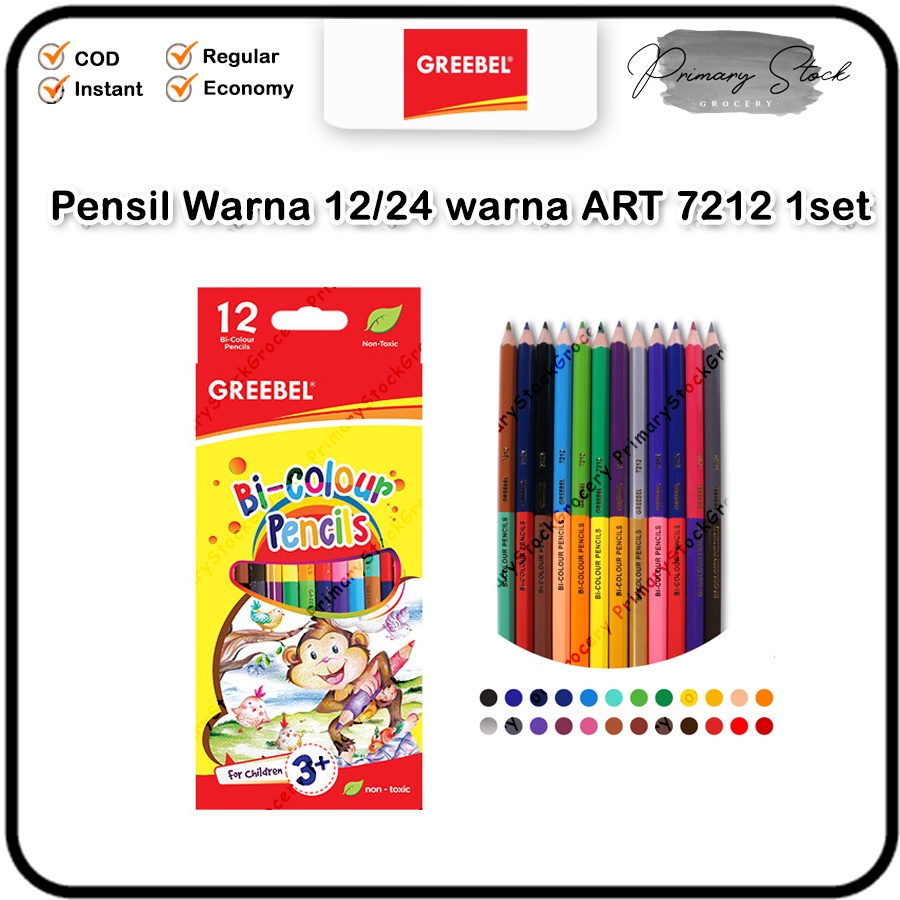 Jual Pensil Warna Greebel Lengkap Set Bi Color ART 7212 12 Batang 24 ...