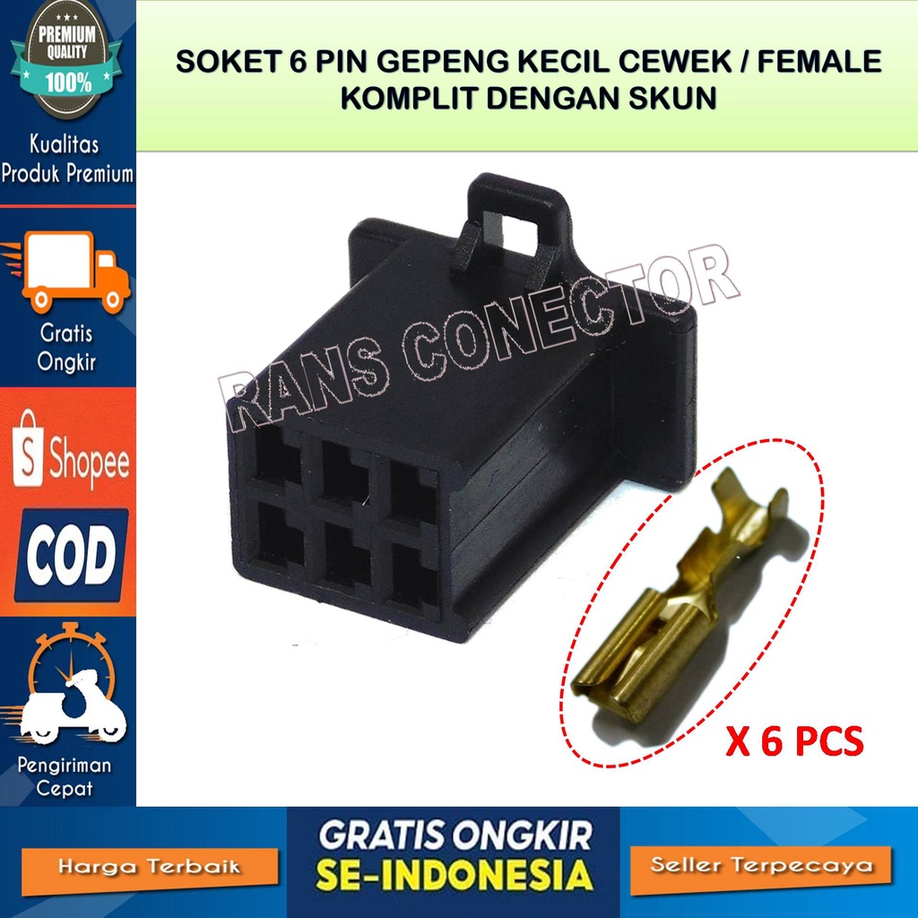 Jual Soket Kabel Gepeng Pin Kecil Cewek Female Original Komplit