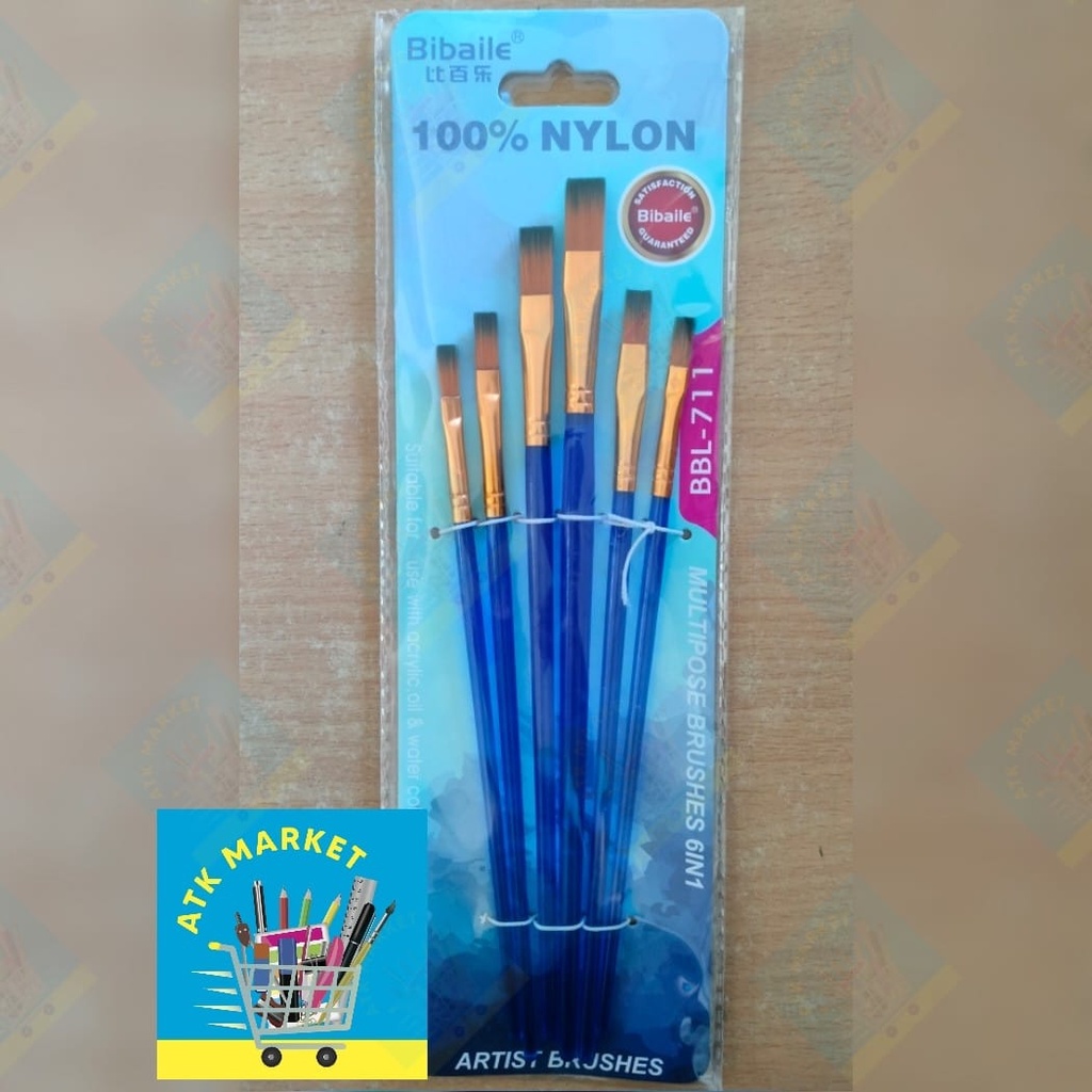 Jual Paint Brush / Set Kuas Lukis / Flat Square Brush SET 6 BBL711