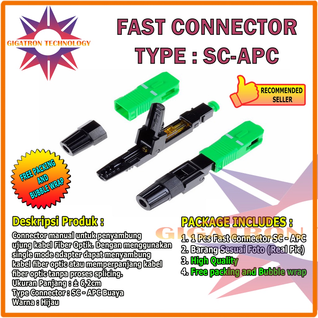 Jual Fast Connector SC APC FTTH Fiber Optic / Konektor Fiber Optik FO ...