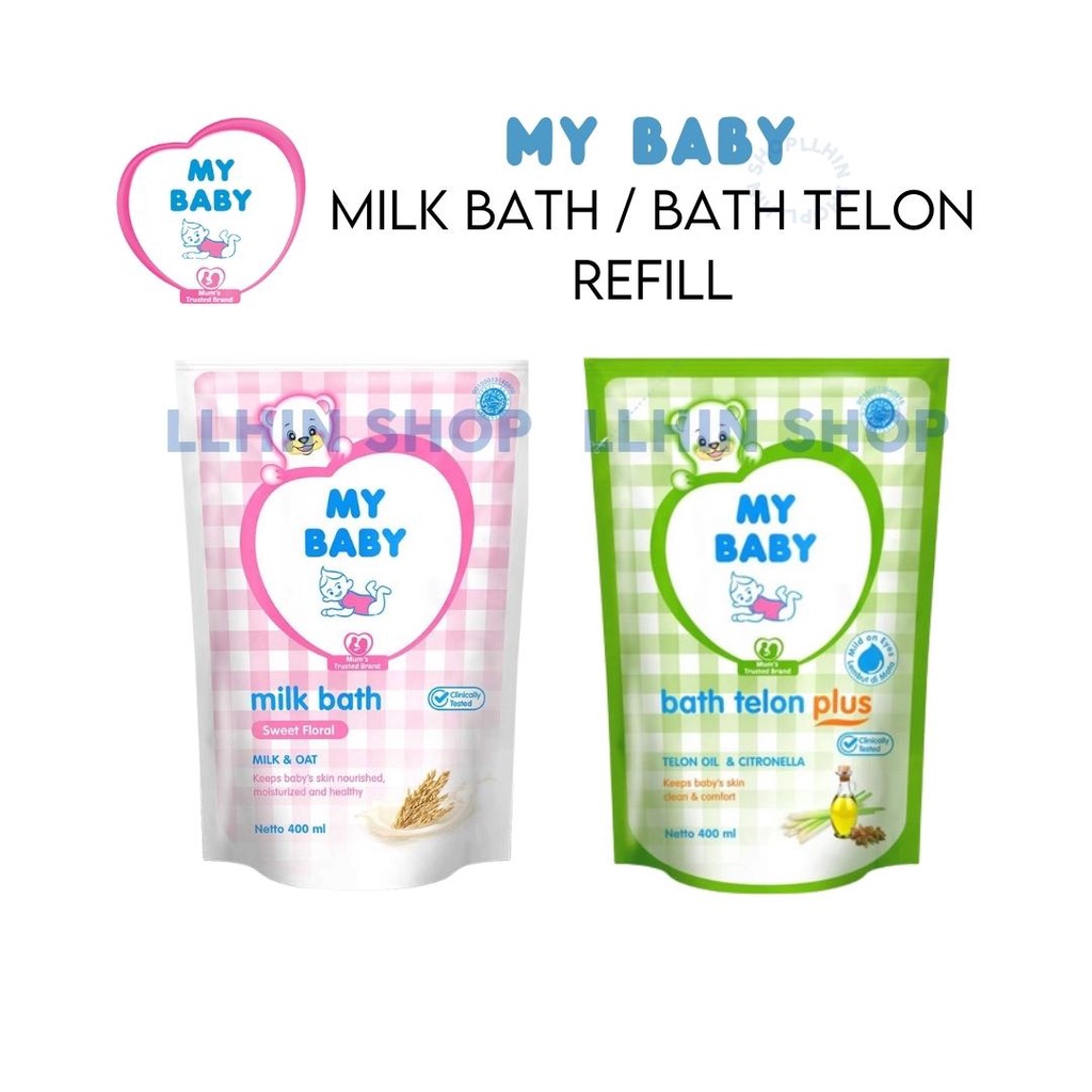 Jual MY BABY MILK BATH / BATH TELON PLUS REFILL 400ML | Shopee Indonesia