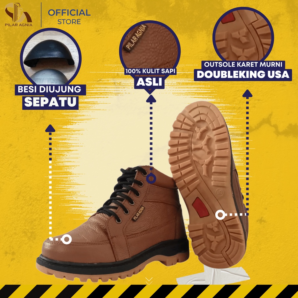 Jual Kingstyle Sepatu Safety Kulit Asli Sepatu Safty Pria Septi Ada Ujung Besi Spatu Sefty