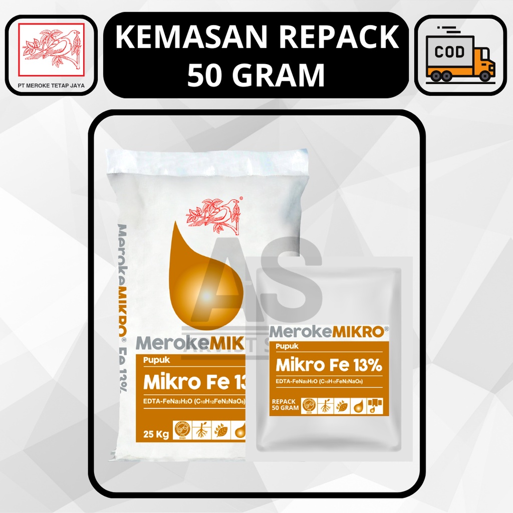 Pupuk MEROKE MIKRO FE 13% EDTA Kemasan Repack 50 Gram Hidroponik