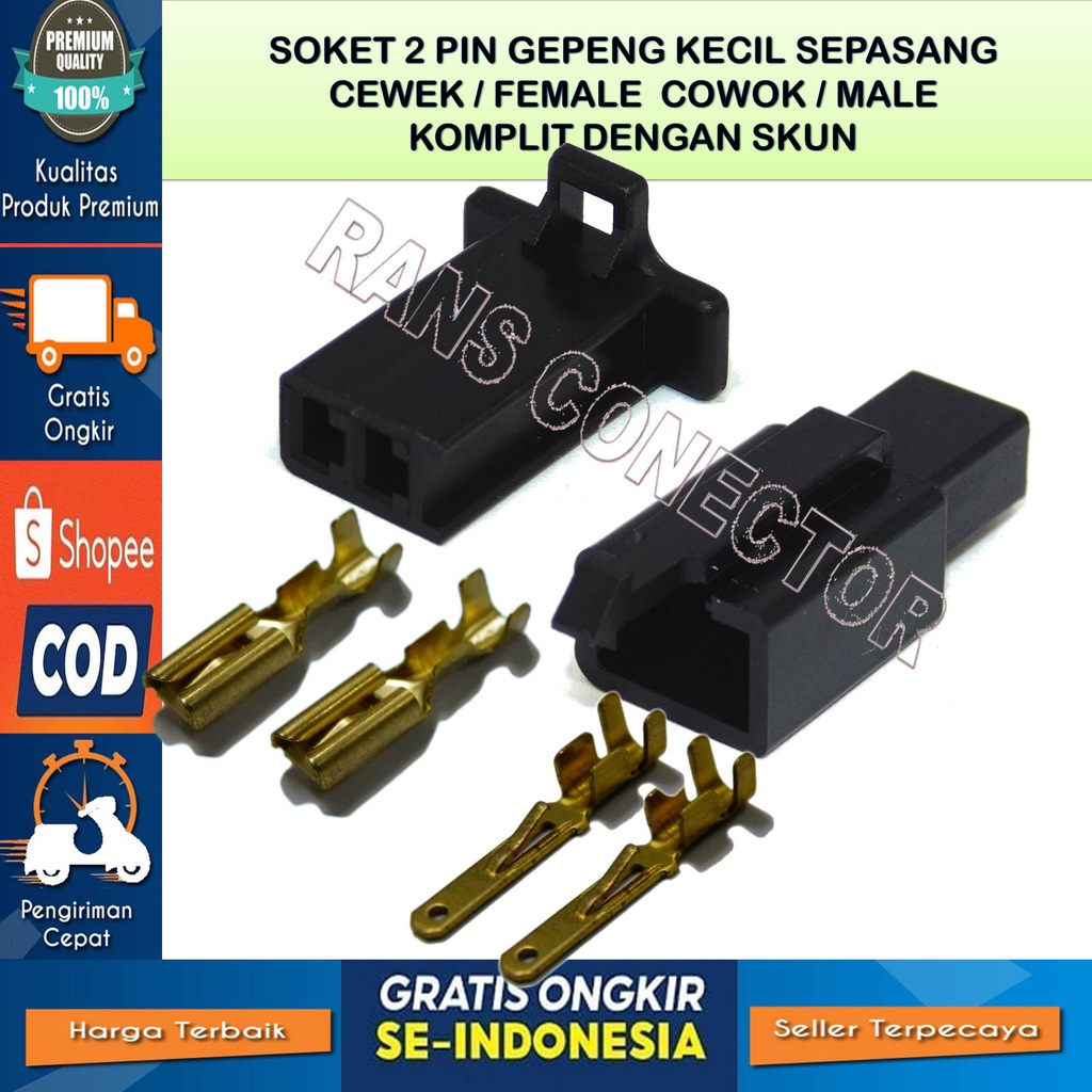 Jual SOKET MOTOR KONEKTOR KABEL 2 PIN KECIL MOTOR MOBIL MALE FEMALE ...