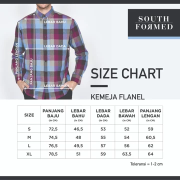 SF Kemeja Katun Flannel Blue Violet Unisex Kemeja Katun Flannel Premium Casual SOUTH FORMED