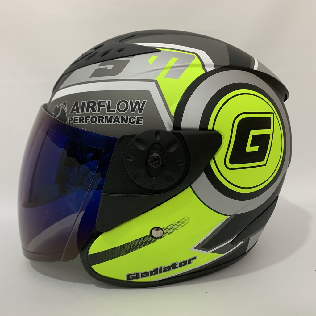 Jual Helm Vixion Jumper (Kuning) Hitam Doff Kaca Iridium Silver