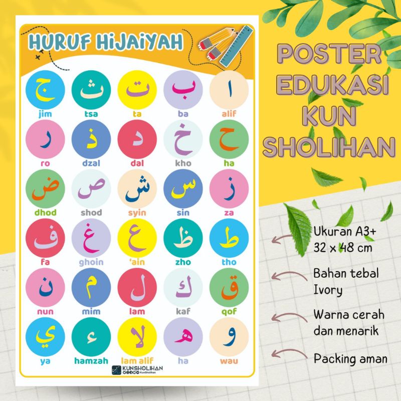 Jual Poster Anak Huruf Hijaiyah Dan Latin Kun | Shopee Indonesia