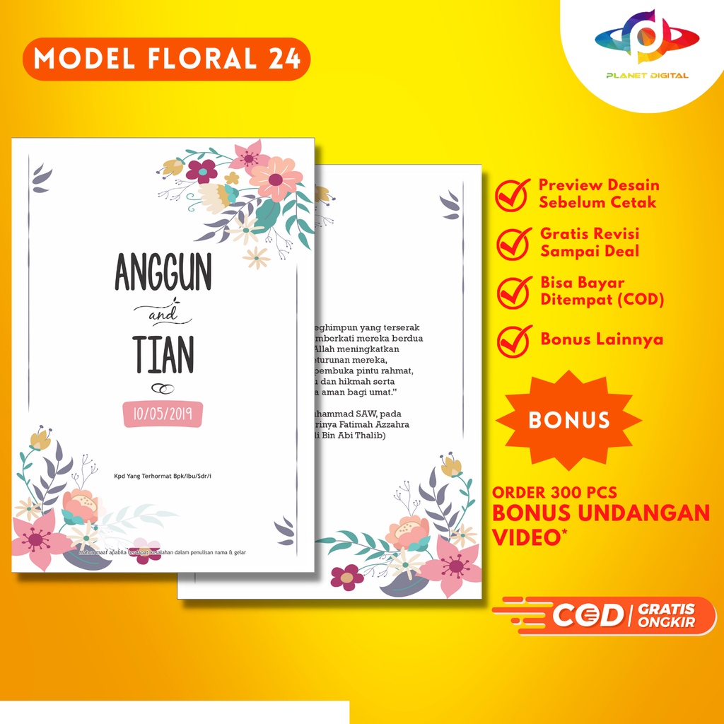 Jual Undangan Pernikahan Wedding Unik Simple Elegan Mewah Tambah Foto