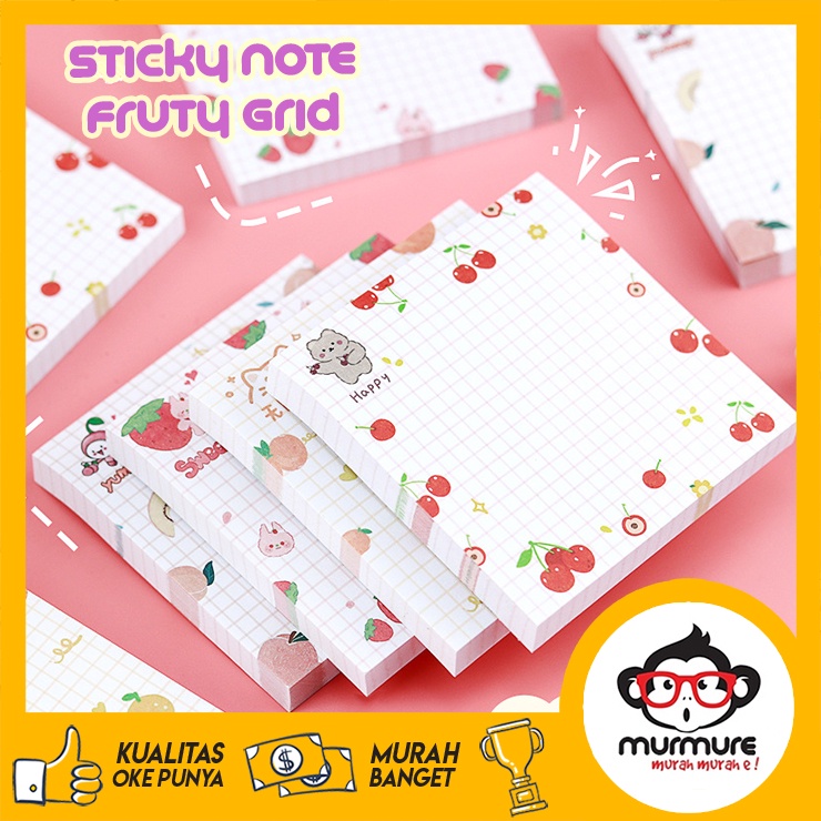 Jual Murmure Sticky Note Memo Lucu Grid Fruit Motif Buah Shopee