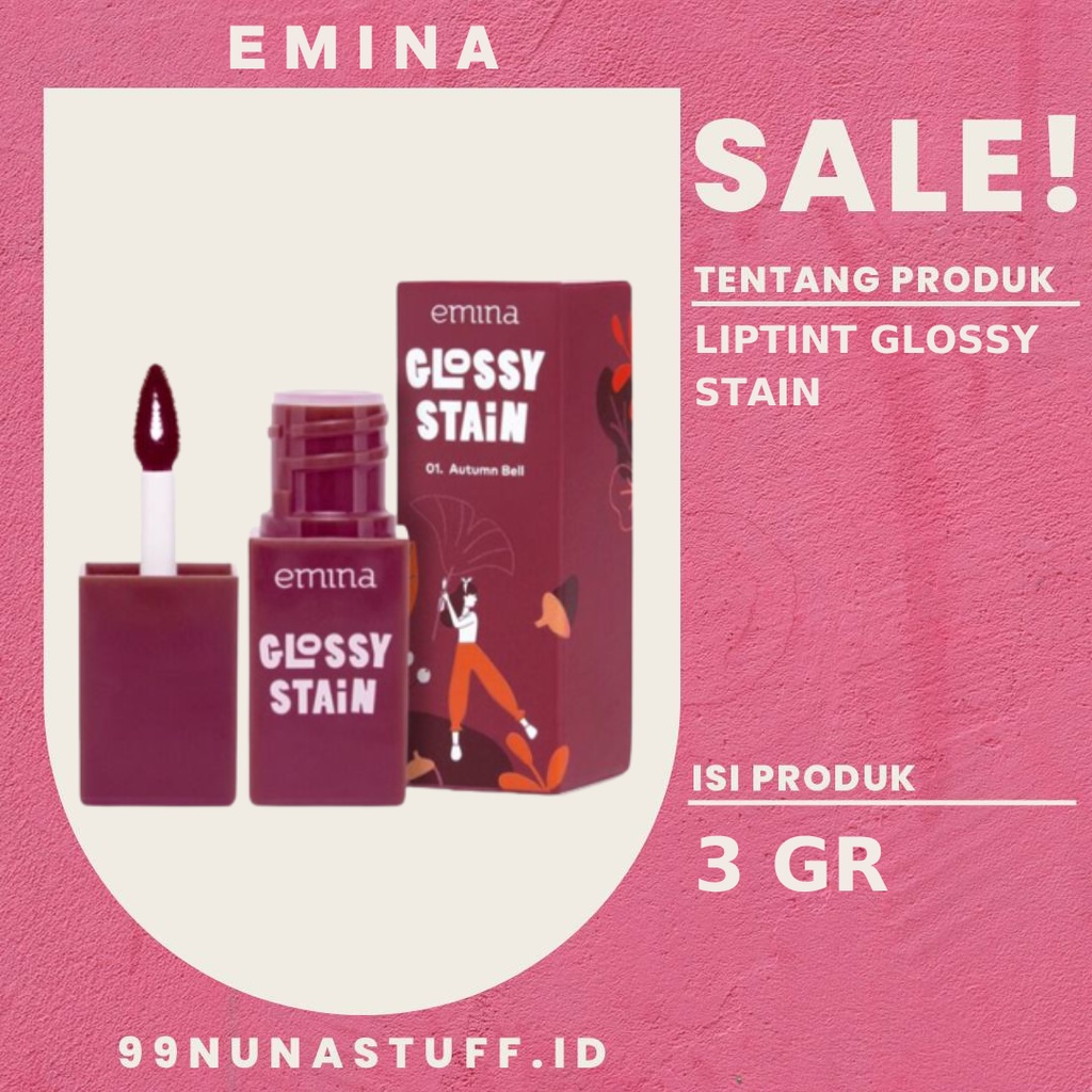 Jual [PROMO] Emina Glossy Stain 3gr Lip Tint Gloss / Emina Lip Stain