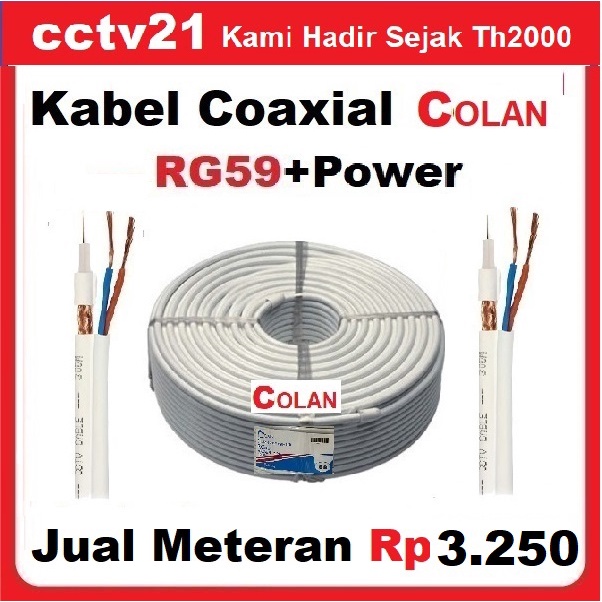 Jual Kabel CCTV Coaxial COLAN RG59+Power Putih Bisa Beli Meteran Per ...