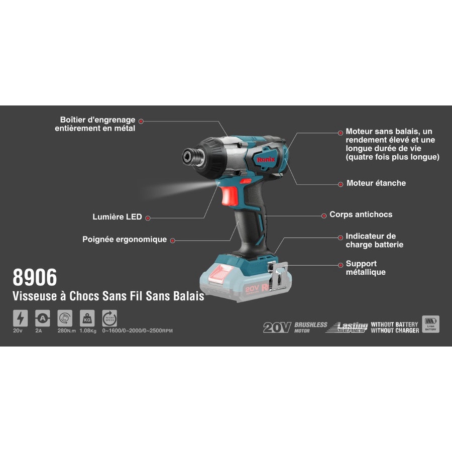 Jual Ronix Model 8906 20V Cordless Brushless Screwdriver Drilling Unit ...