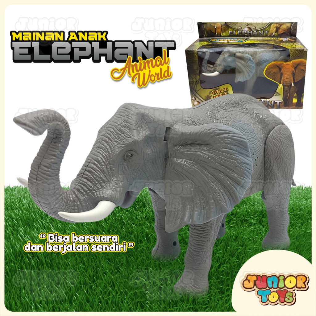Jual Mainan Hewan Gajah Berjalan Baterai Bergerak dan Bersuara Mainan