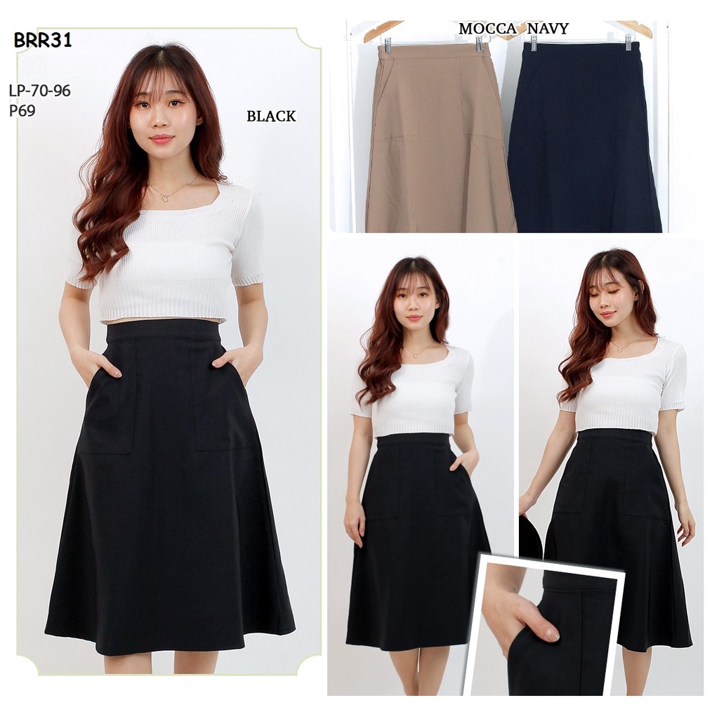 Jual Rok Midi Casual Wanita BRR31 | Shopee Indonesia