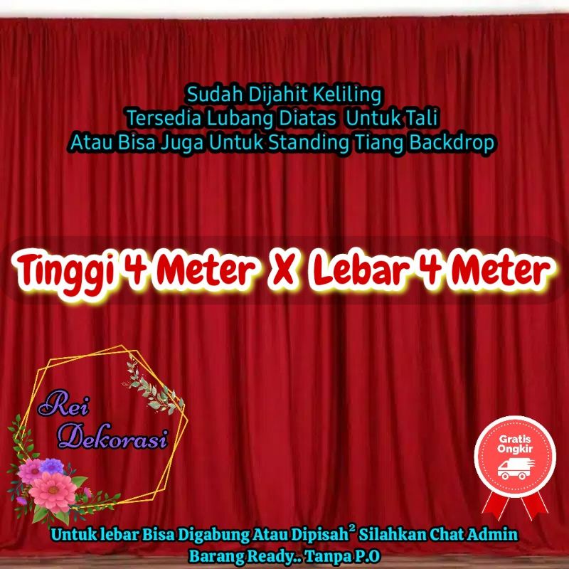 Jual Background Backdrop Pilamin Kilap Polos Tinggi 4m X Lebar 4m Kain Dekorasi Pelminan