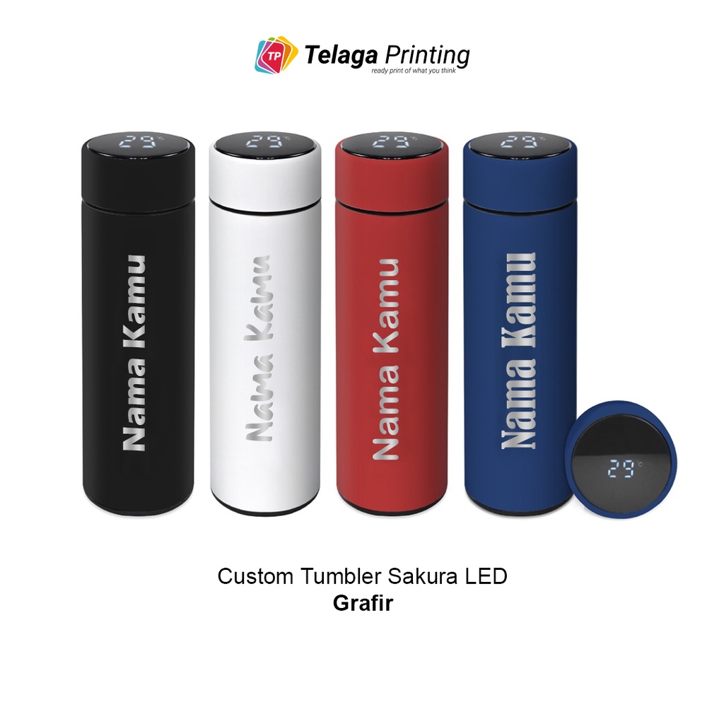 Jual Tumbler Termos Led 500ml Custom Grafir Nama Botol Minum Tumbler Sakura Led Grafir Custom 4799