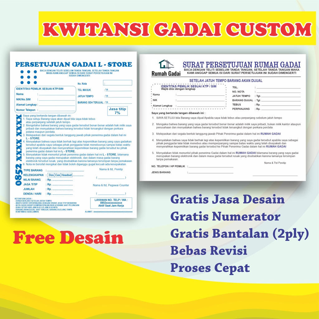Jual KWITANSI GADAI CUSTOM PENGGADAIAN Shopee Indonesia