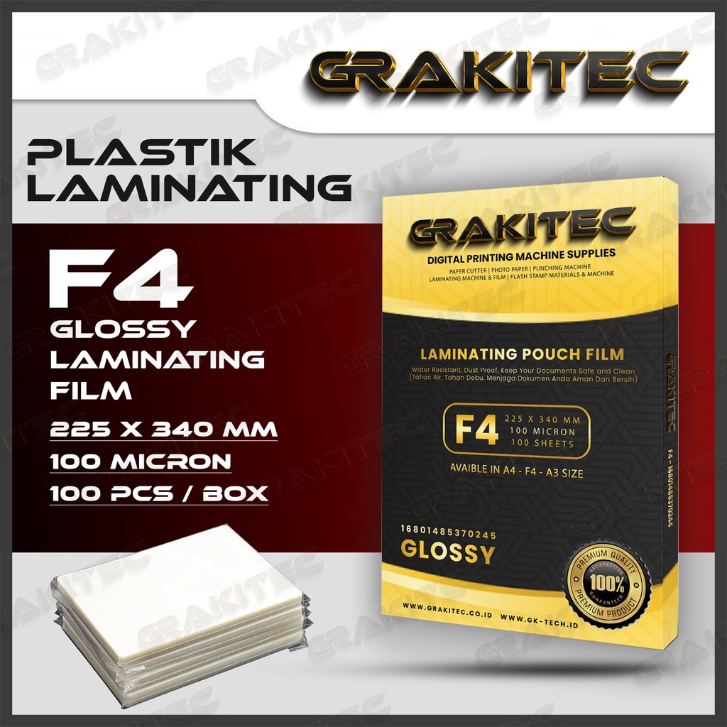 Jual Plastik Laminating FIlm A4 / F4 / A3+ Glossy 100 MICRON 100 PCS
