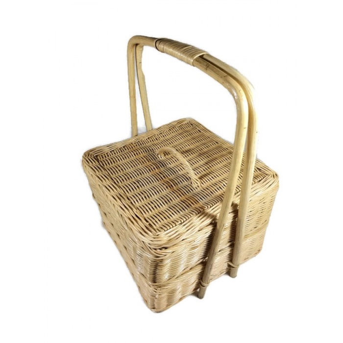 Jual Rantang Kerajinan Tangan Rotan - Rantang Kotak 2 Susun 26X26X37Cm ...