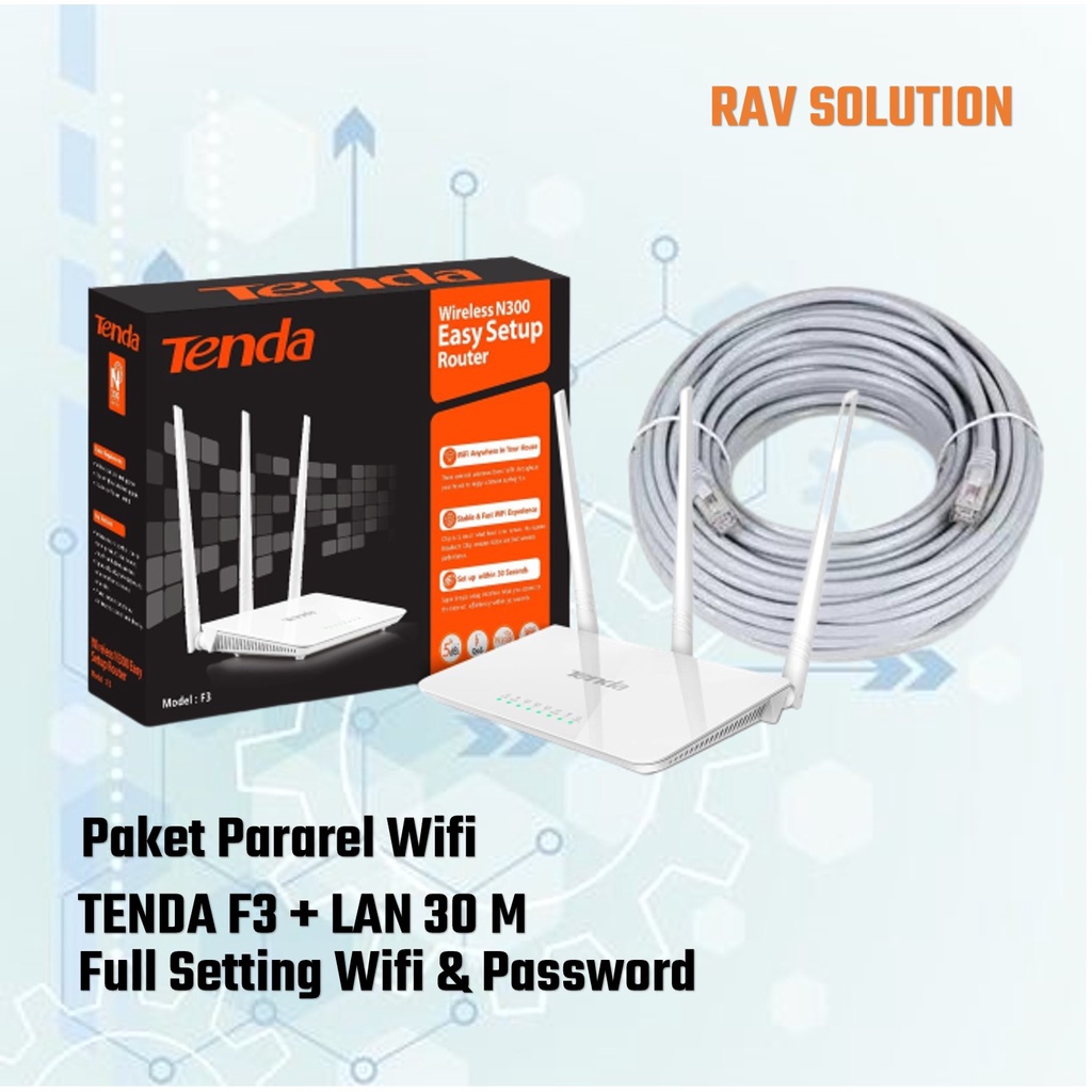Jual PARAREL WIFI ROUTER TENDA F3 + KABEL LAN FULL SETTING | Shopee ...