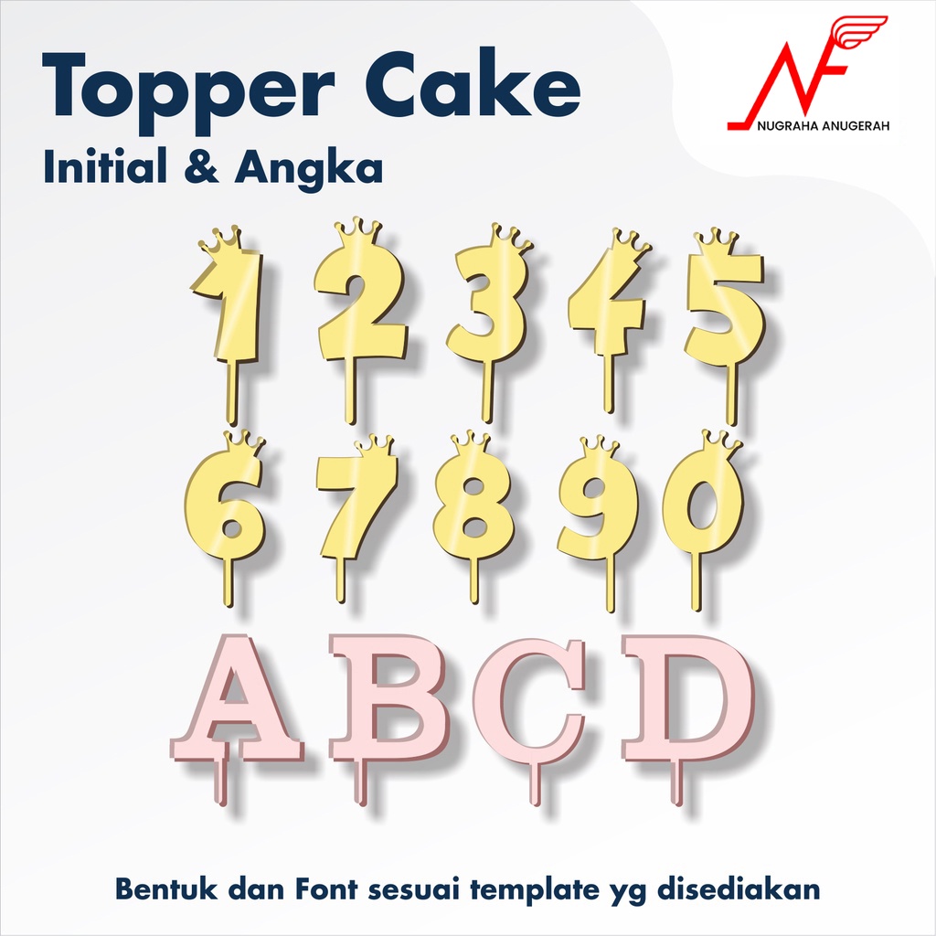 Jual Cake Topper Angka Huruf Initial Topper Huruf Topper Angka Topper