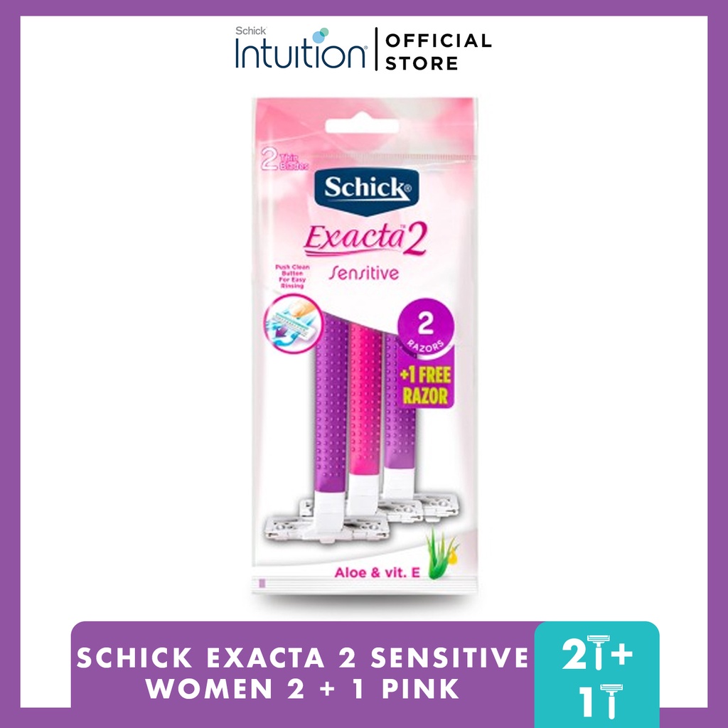 Jual Schick Exacta 2 Sensitive Women Alat Cukur Wanita 2 + 1 Pink (Isi ...