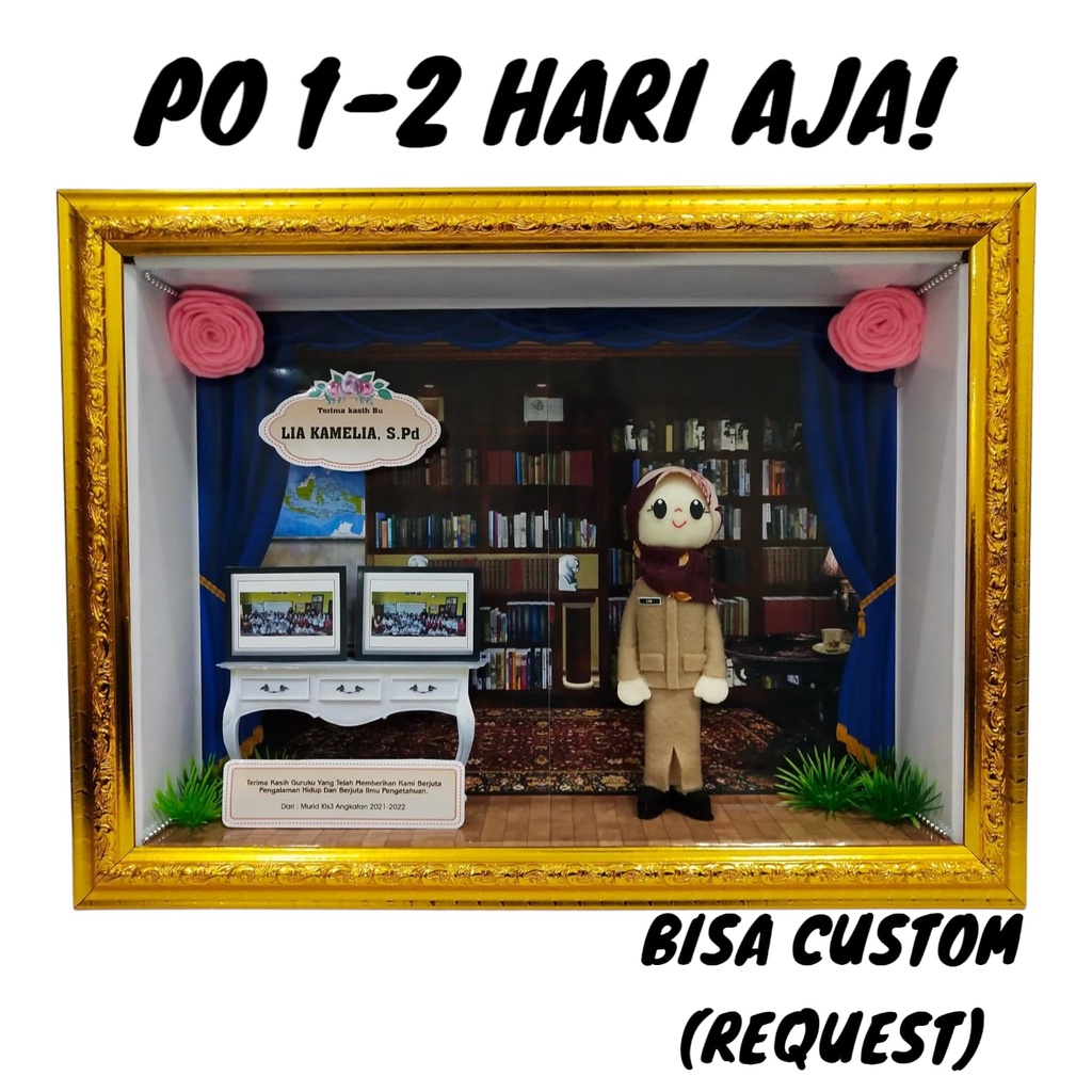 Jual Gift Custom Unik Bonekaflanelku Profesi Guru Perempuan Frame 3D ...