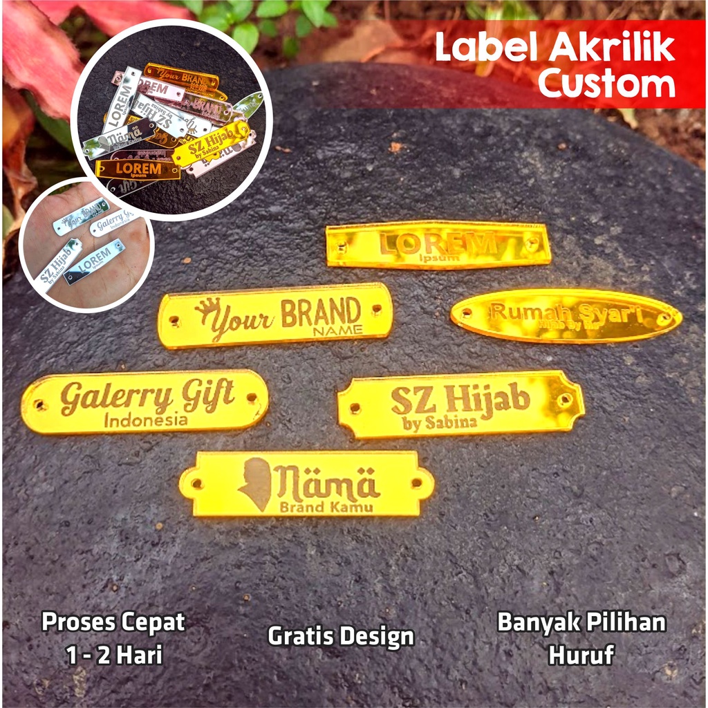 Jual Label Hijab Akrilik Label Custom Hijab Label Baju Kerudung Custom