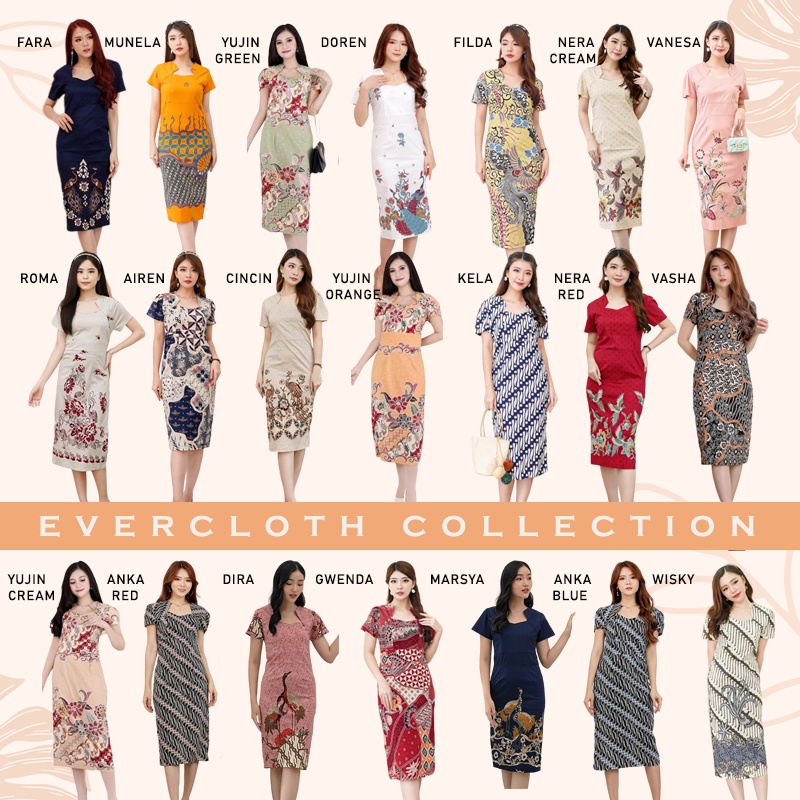 Jual Evercloth Hona Dress Batik Wanita Dress Wanita Jumbo Batik Couple Seragam Cheongsam 056 