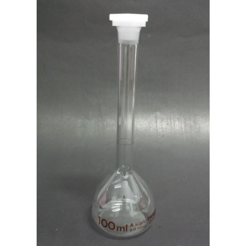 Jual Labu Ukur 100ml Glass, PP Stopper - Volumetric Flask IWAKI Labu ...